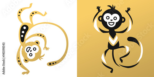 Canvas Print monkey vector illustration chinese style