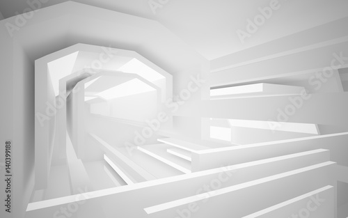 Abstract white interior with neon lighting. 3D illustration and rendering.