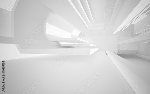 Abstract white interior with neon lighting. 3D illustration and rendering. © SERGEYMANSUROV
