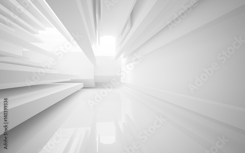 White smooth abstract architectural background. 3D illustration and rendering