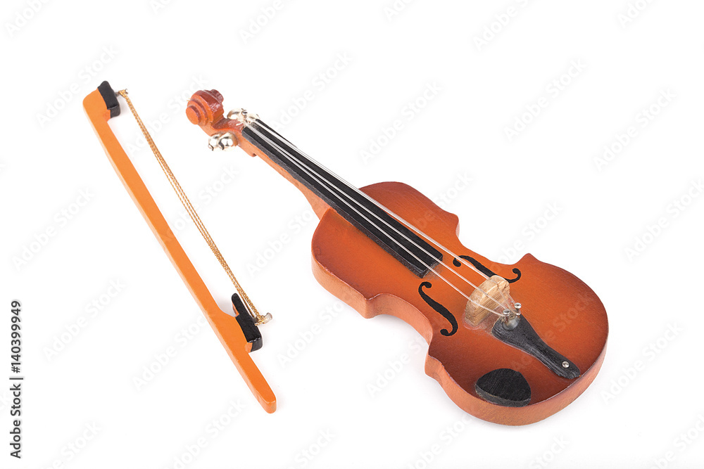 Fototapeta premium Miniature violin isolated on white.