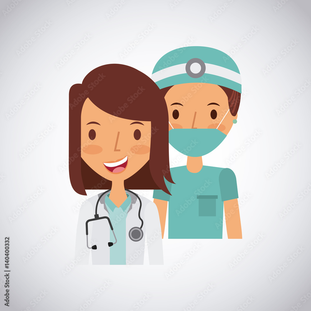 medical doctor woman and nurse over white background. colorful design. vector illustration medical doctor woman and nurse over white background. colorful design. vector illustration