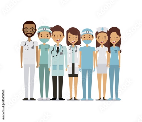professional medical people over white background. colorful design. vector illustration
