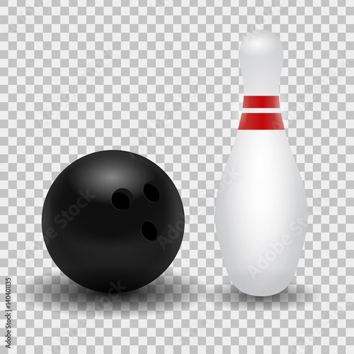 Canvas Print Vector realistic bowling skittle and ball on the transparent background
