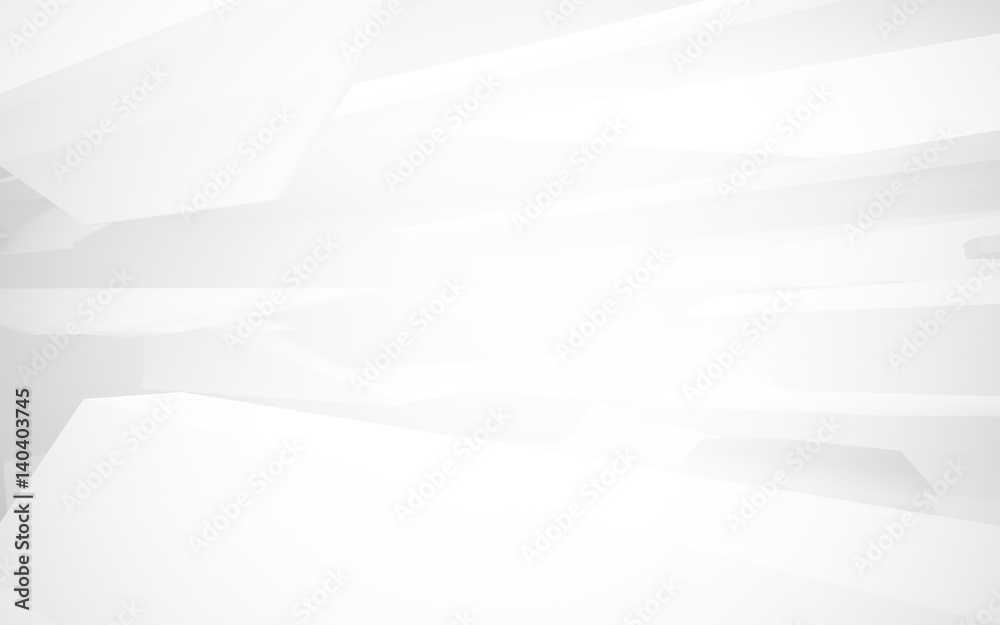 Abstract white interior highlights future. Architectural background. 3D illustration and rendering