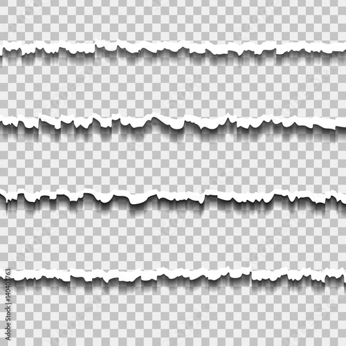 Vector realistic ripped paper effect on the transparent background.
