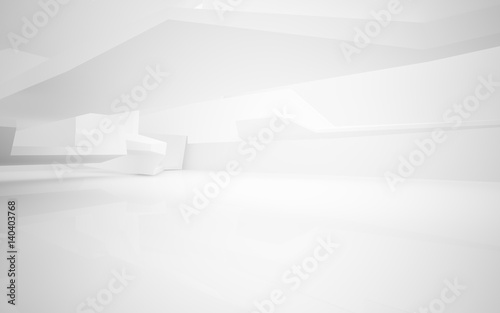 Abstract white interior highlights future. Architectural background. 3D illustration and rendering