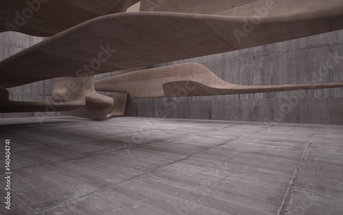 Empty dark abstract brown concrete smooth interior . Architectural background. 3D illustration and rendering