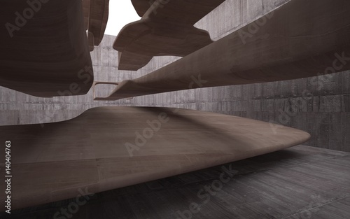 Empty dark abstract brown concrete smooth interior . Architectural background. 3D illustration and rendering