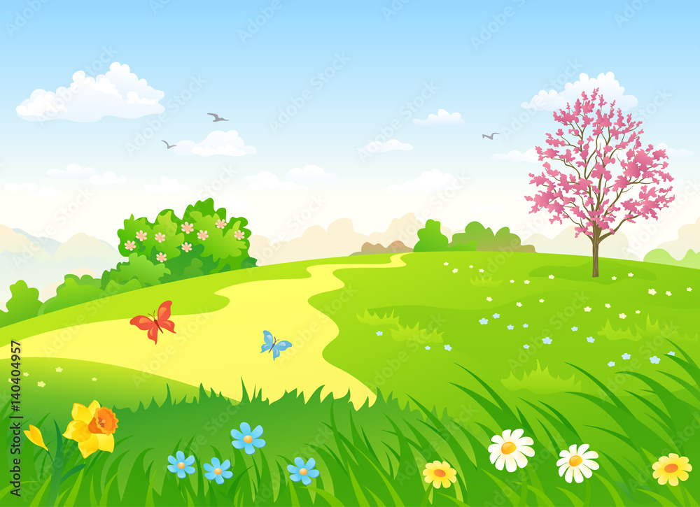 Naklejka premium Spring hill