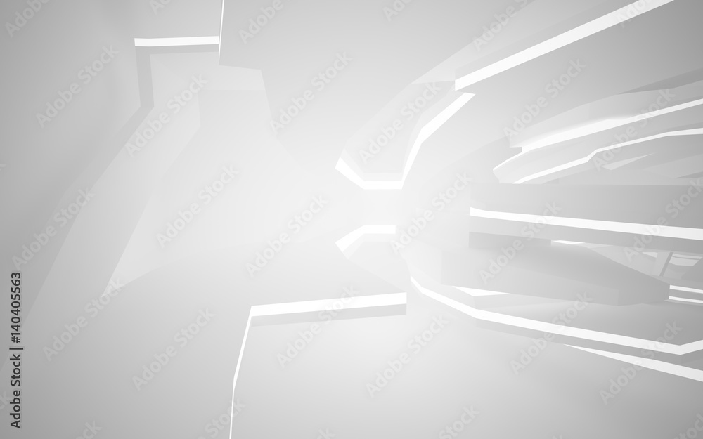 Abstract white interior of the future, with neon lighting. 3D illustration and rendering Abstract white interior of the future, with neon lighting. 3D illustration and rendering