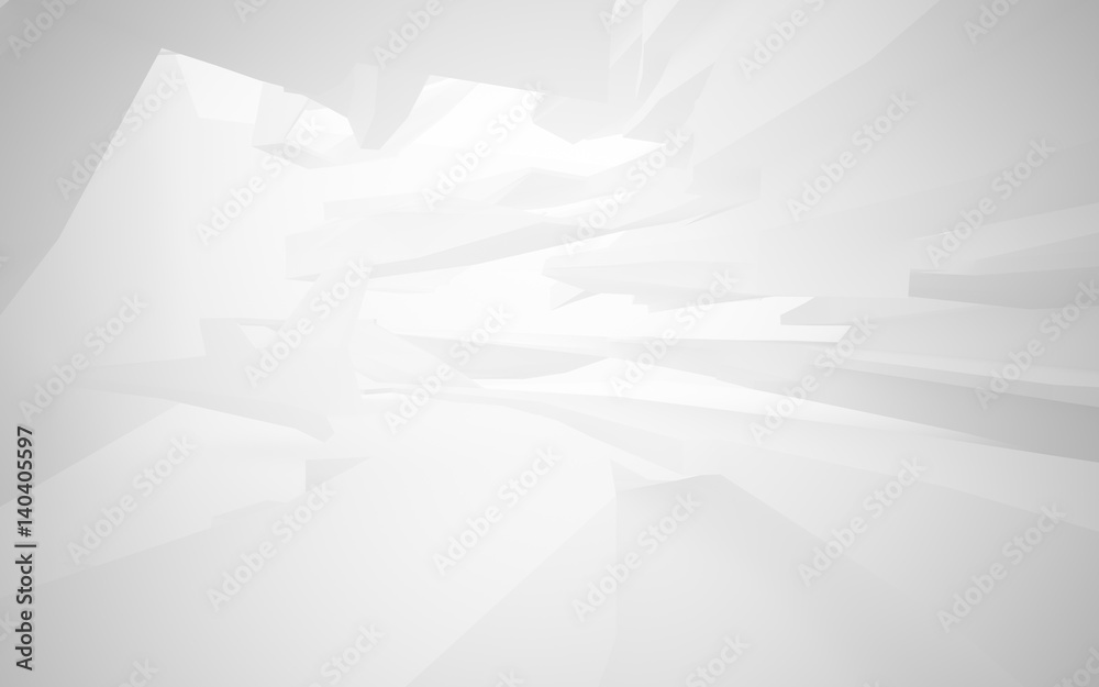 Fototapeta premium Abstract white interior of the future, with neon lighting. 3D illustration and rendering