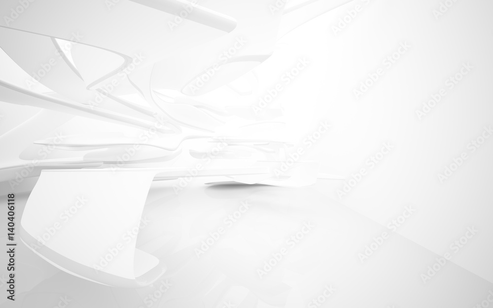 Abstract smooth white interior of the future. Architectural background. 3D illustration and rendering Abstract smooth white interior of the future. Architectural background. 3D illustration and rendering