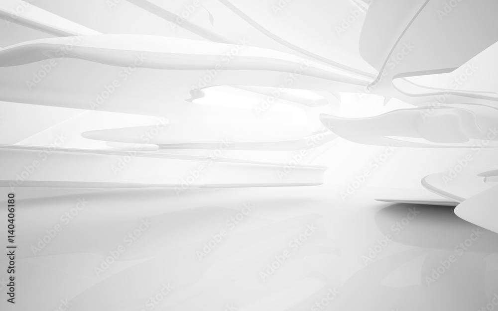 Abstract smooth white interior of the future. Architectural background. 3D illustration and rendering Abstract smooth white interior of the future. Architectural background. 3D illustration and rendering