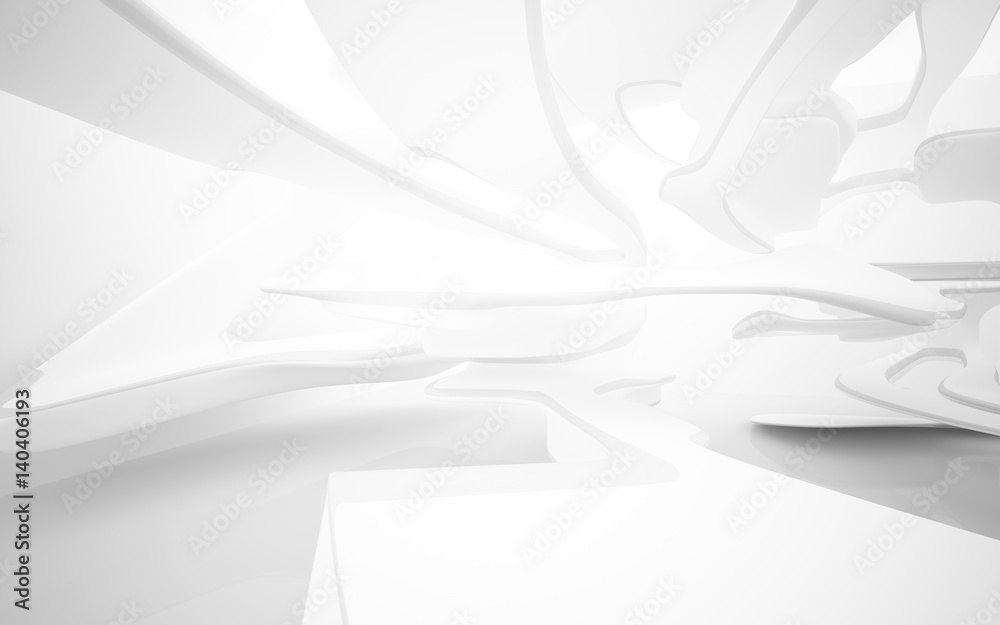 Abstract smooth white interior of the future. Architectural background. 3D illustration and rendering Abstract smooth white interior of the future. Architectural background. 3D illustration and rendering