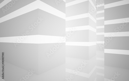 White Abstract architectural background with neon lighting. 3D illustration and rendering