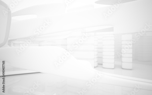 White smooth abstract architectural background. 3D illustration and rendering