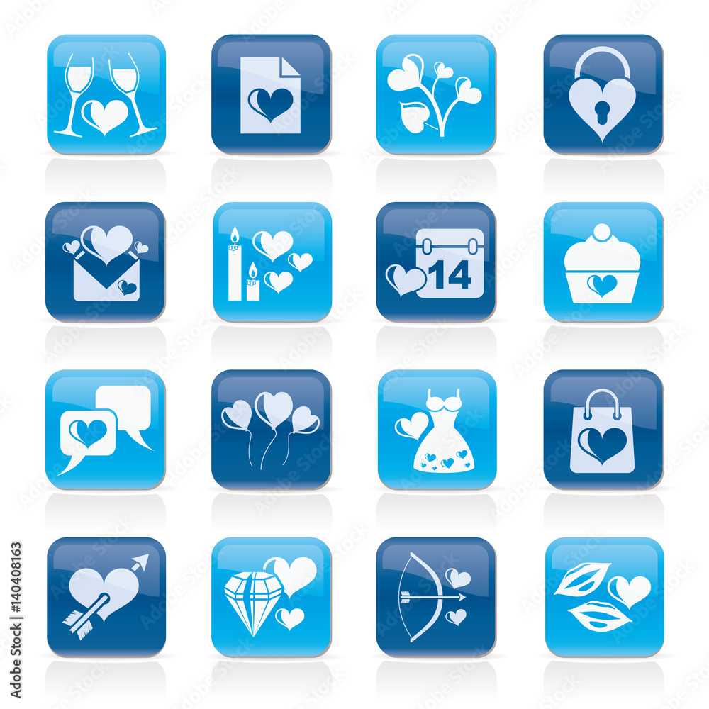 Love and Valentine Holidays icons - vector icon set