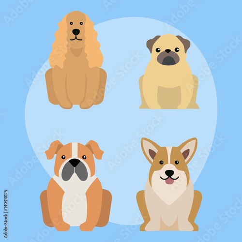 Funny cartoon dog character bread illustration in cartoon style happy puppy and isolated friendly mammal adorable mascot canine vector illustration.