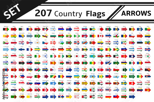 set 207 country flags arrows