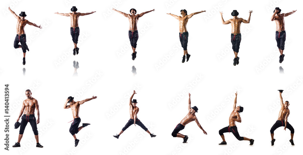 Fototapeta premium Collage of dancers isolated on white background