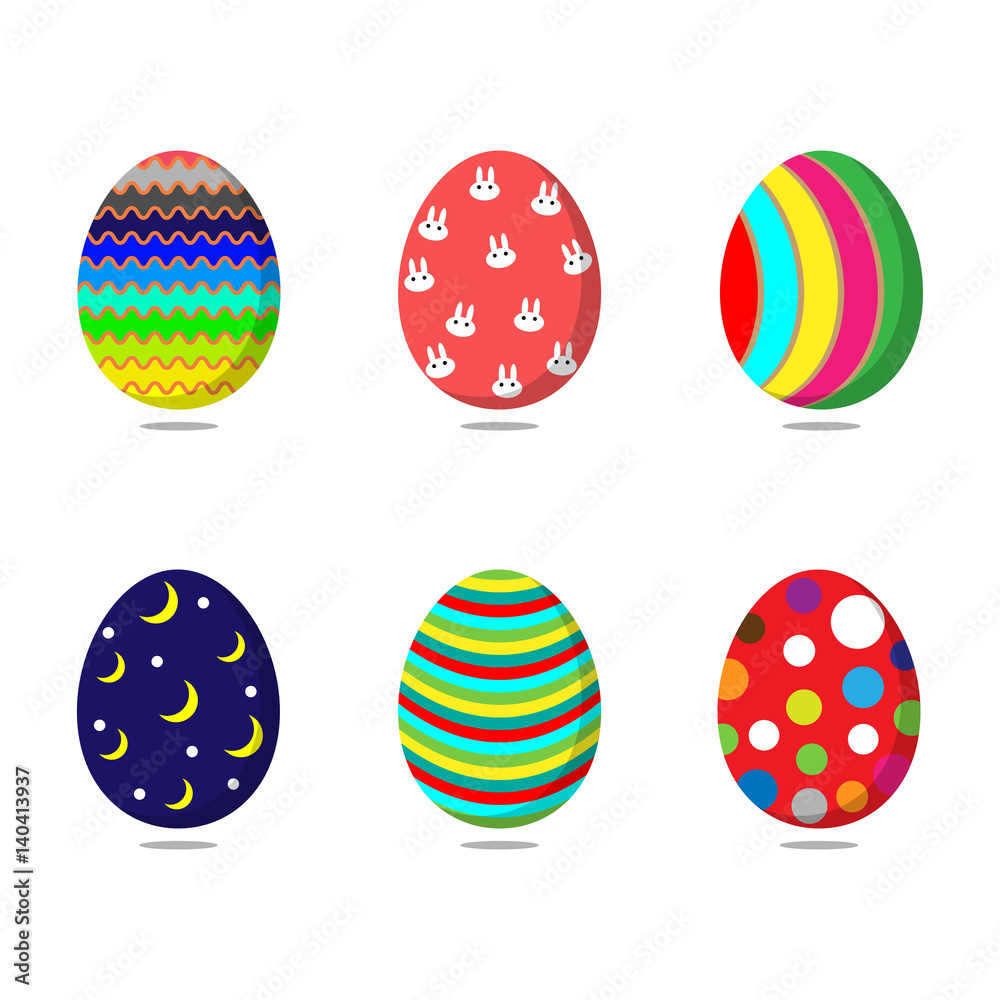 Set of colorful easter eggs on white background. Vector illustration Set of colorful easter eggs on white background. Vector illustration