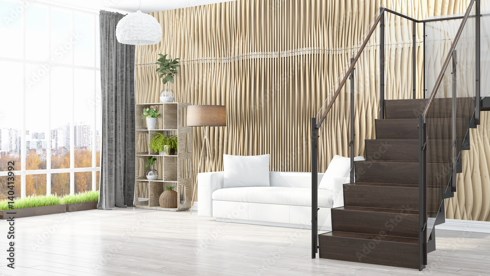 Fototapeta premium Modern bright interior . 3D rendering