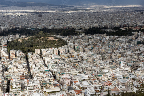 Amazing Panorama of the city of Athens from Lycabettus hill, Attica, Greece