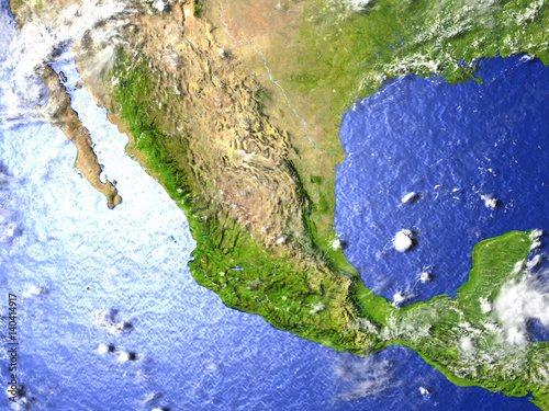 Mexico on realistic model of Earth