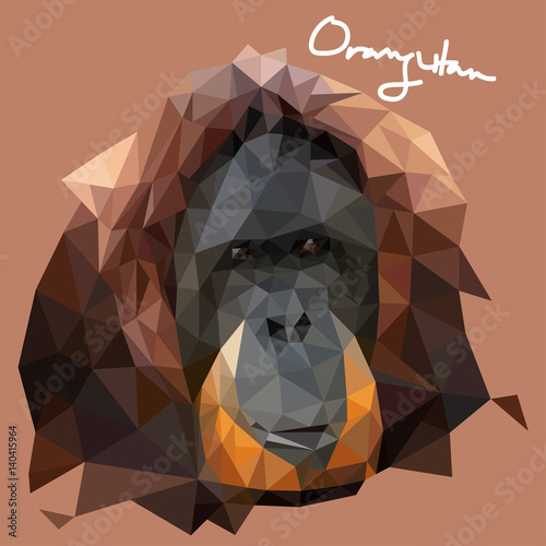 Orang Utan Illustration in Mosaic Style