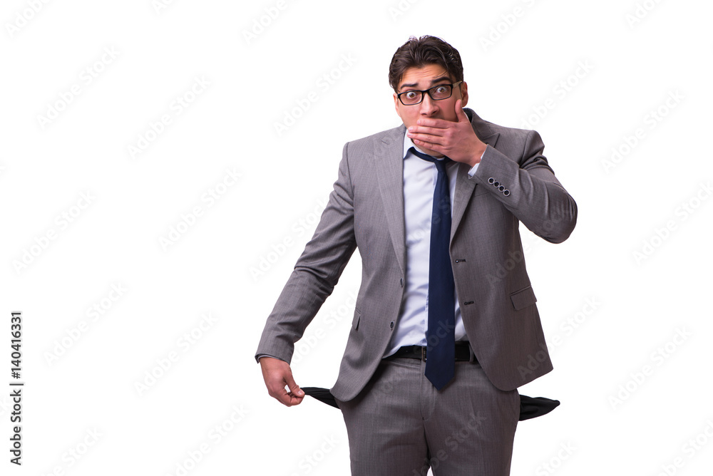 Bankrupt businessman isolated on white background Bankrupt businessman isolated on white background
