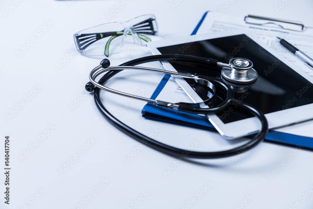 tablet PC and medical equipments, medical technology concept tablet PC and medical equipments, medical technology concept