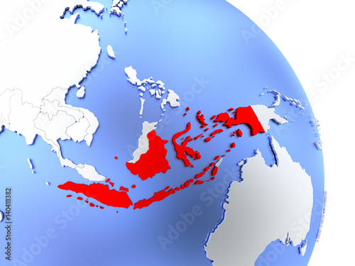 Indonesia on elegant globe