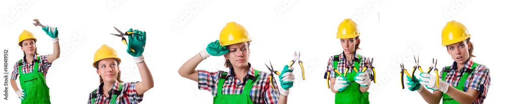 Woman worker isolated on the white
