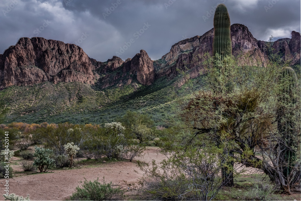 A Storm approaches the Superstition Mountains