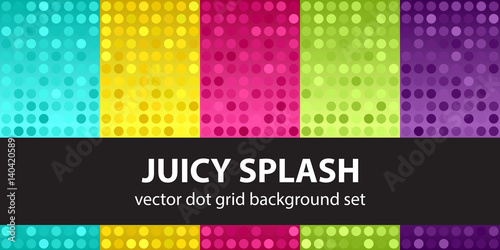 Polka dot pattern set "Juicy Splash". Vector seamless geometric backgrounds