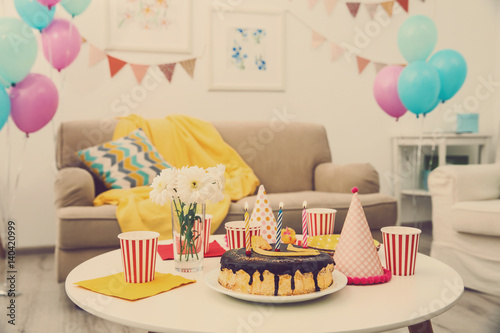 Decorated Birthday room wit...