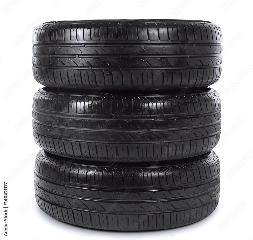 Obraz premium Car wheels on white background