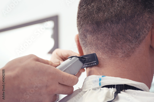 Barber making modern male h...
