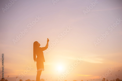 Woman hands sunsets 