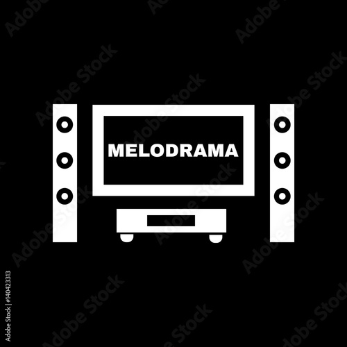 Melodrama movie icon. TV and Home theater, cinema symbol. Flat design. Stock - Vector illustration