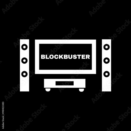 Blockbuster movie icon. TV and Home theater, cinema symbol. Flat design. Stock - Vector illustration