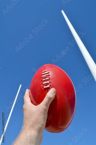 Marking an Australian rules Football in the goals