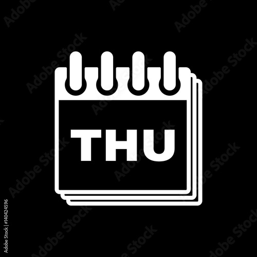 Thursday icon. Thu and calendar, data symbol. Flat design. Stock - Vector illustration