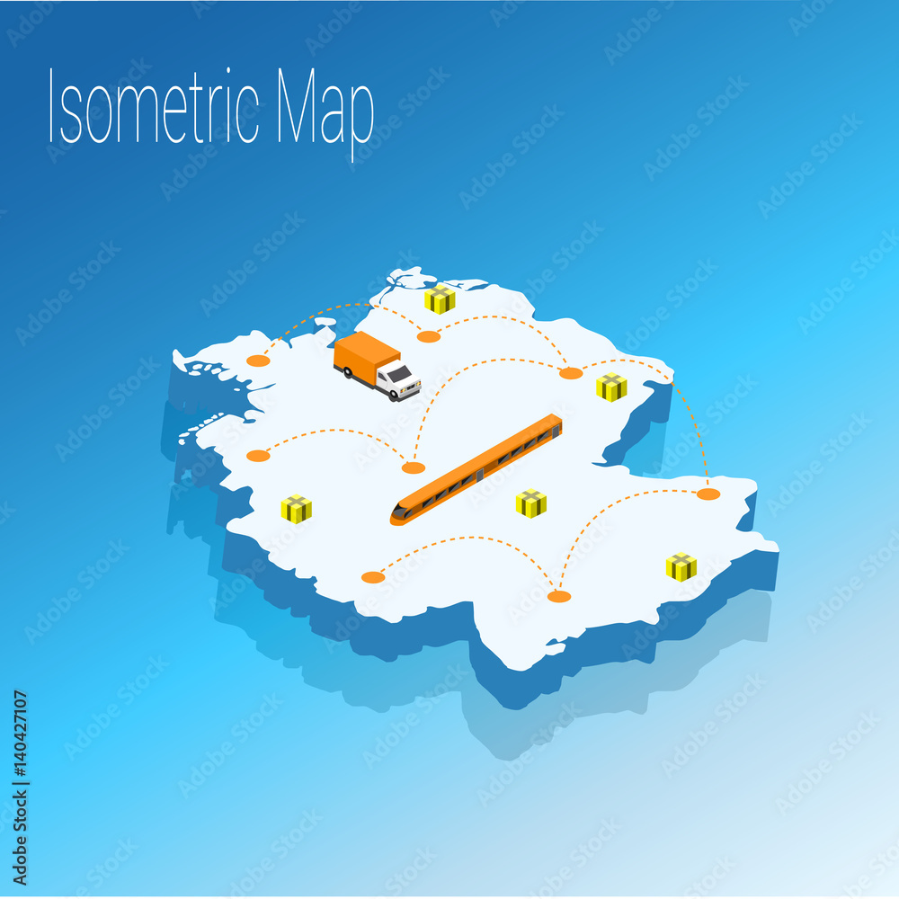 Map Germany isometric concept.