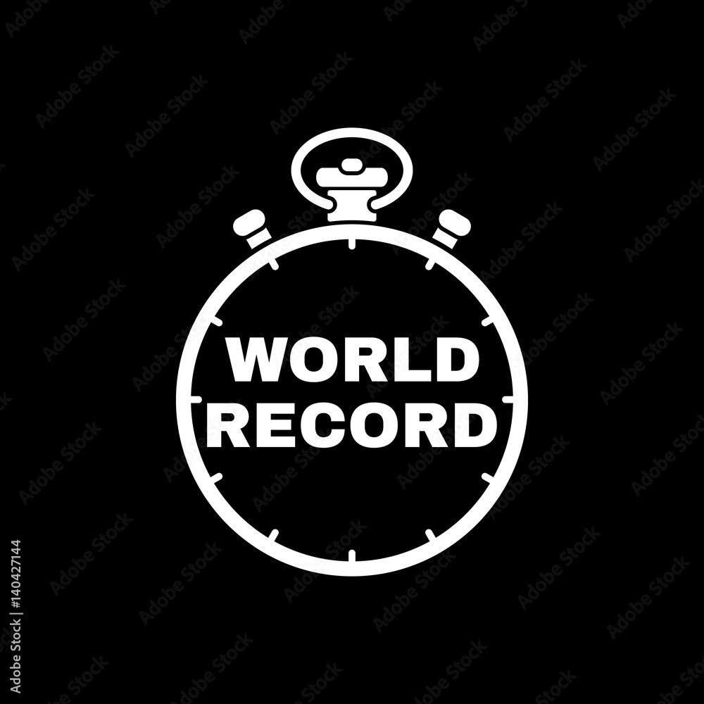 Stopwatch with the word world record icon. symbol. Flat design. Stock - Vector illustration Stopwatch with the word world record icon. symbol. Flat design. Stock - Vector illustration