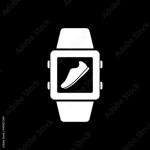 Pedometer icon. Smart watch, clock, fitness bracelet symbol. Flat design. Stock - Vector illustration