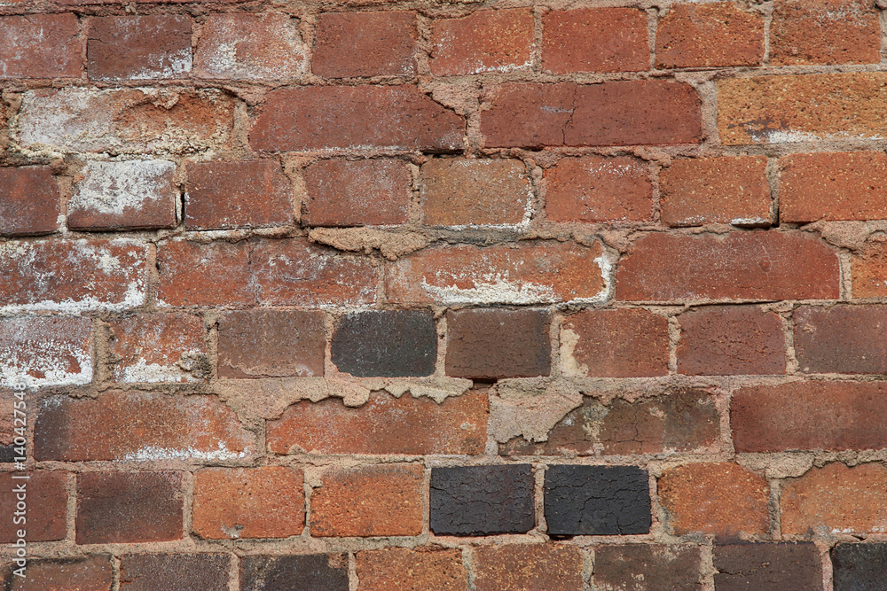 Naklejka premium Close-up view of old building brick wall background
