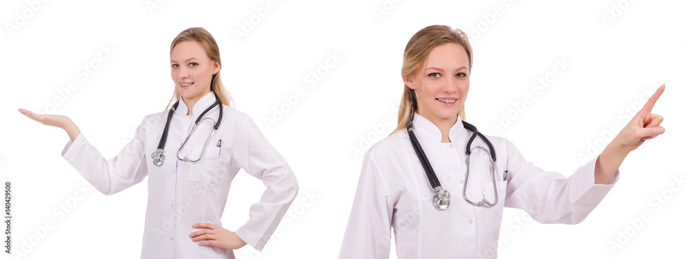 Woman doctor isolated on white Woman doctor isolated on white