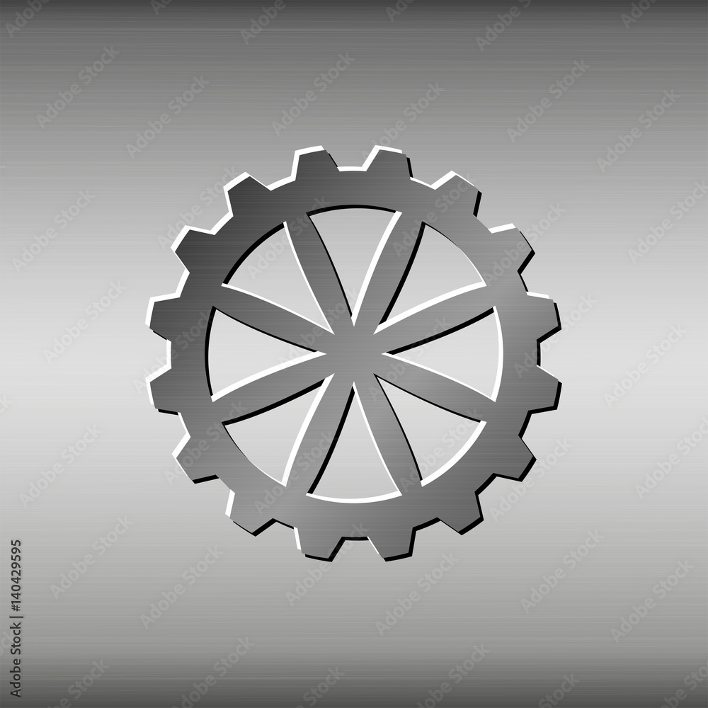 Wheel Gear Icon, Metalline Wheel Gear Icon, Metalline
